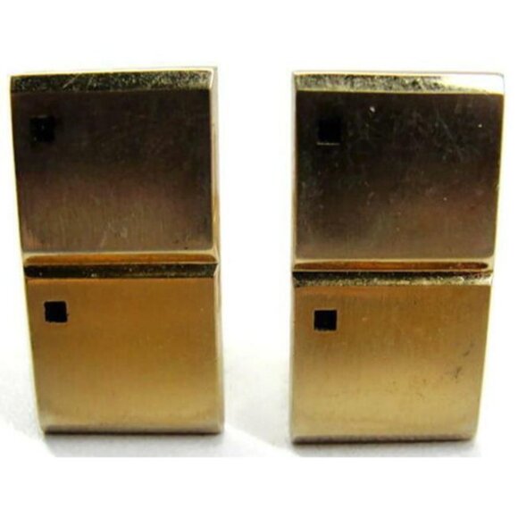 Hickok Double Square Gold T Stone Vintage Tux Shirt Dress Suit Vintage Cufflinks - Picture 4 of 10